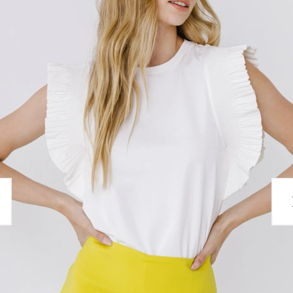 English Factory Ruffle Short Sleeve T-shirt Size: XS